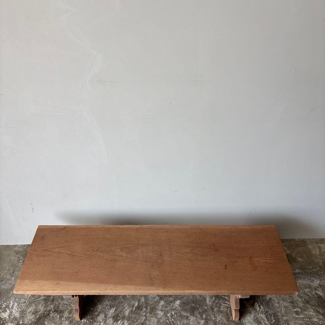 欅材の飾り台　ローテーブル　文机　白木　木地　無塗装　剥離家具　無垢材　ハート