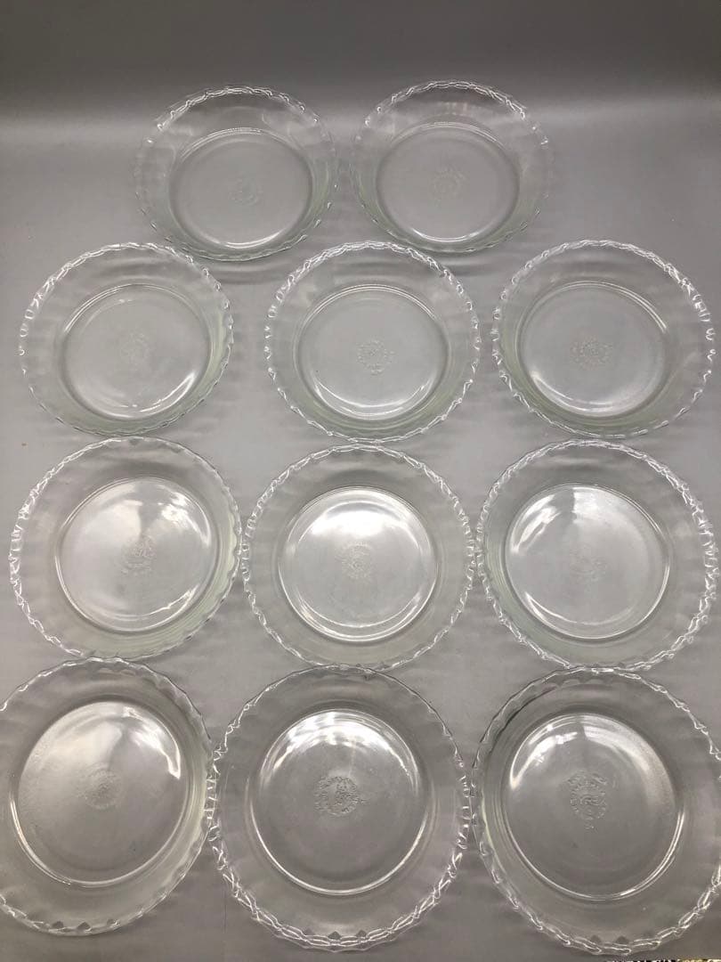 アメリカUSA製オールドパイレックス耐熱ガラス波型ビンテージ皿15cmx11枚