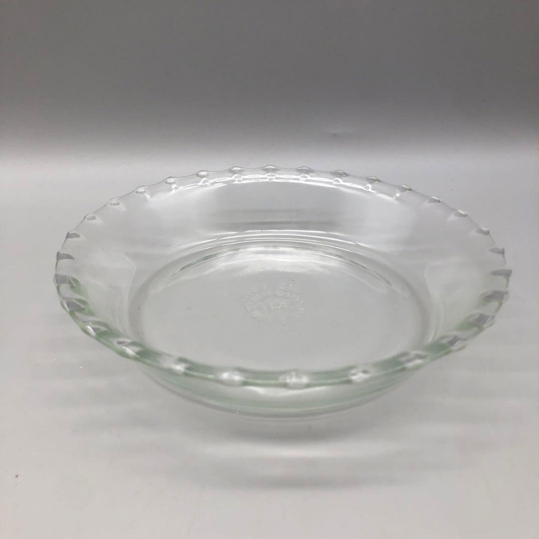 アメリカUSA製オールドパイレックス耐熱ガラス波型ビンテージ皿15cmx11枚