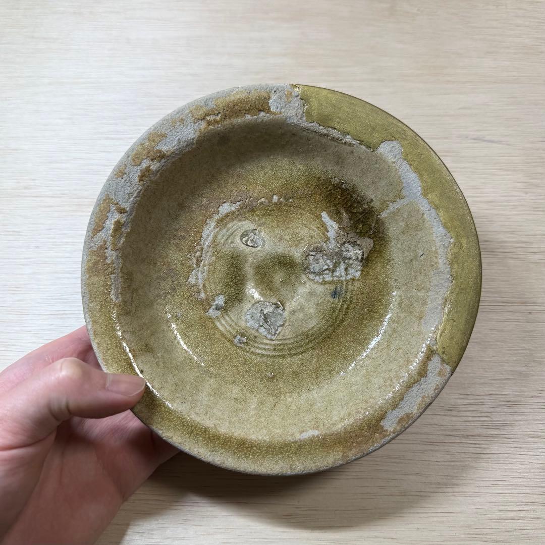 古瀬戸 高台おろし皿 卸皿 中皿 鎌倉時代 灰釉 山茶碗 陶片 古美術 骨董