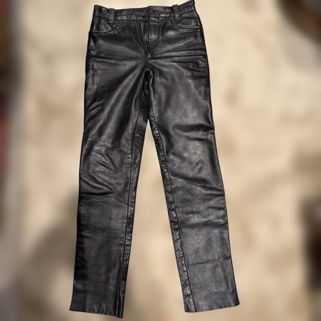 VANSON ブラックレザーパンツ　32X34