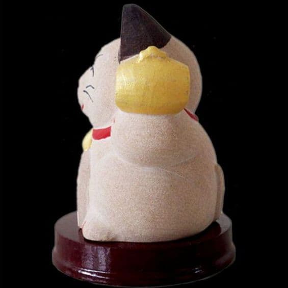 招き猫 千客万来 台付 石材彫刻 置物 インテリア