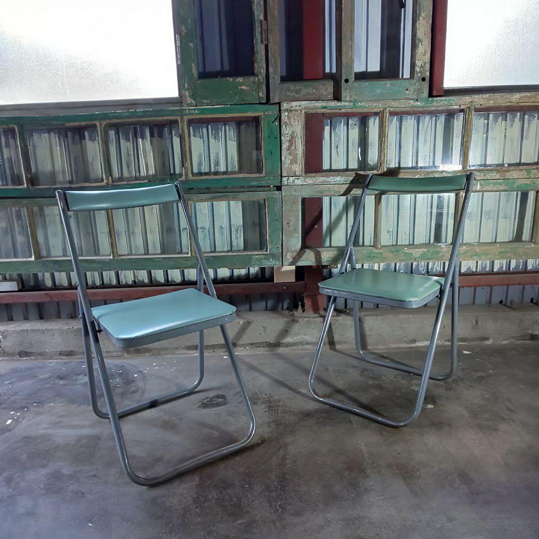 ヴィンテージチェア シャビー シック 鉄製 パイプ椅子 折りたたみ 椅子