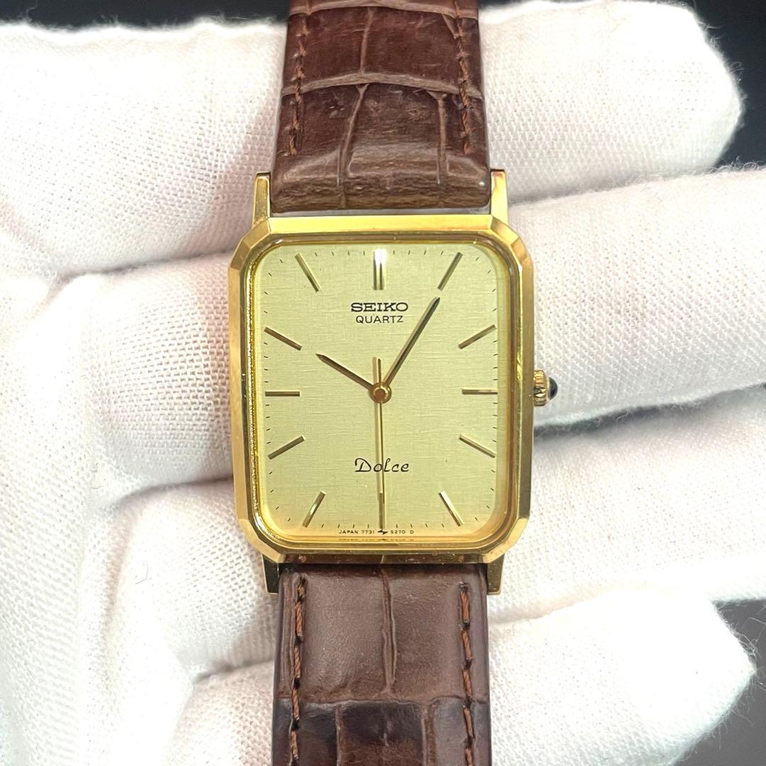 SEIKO セイコー ドルチェ クォーツ 腕時計 ゴールドケース レザーバンド