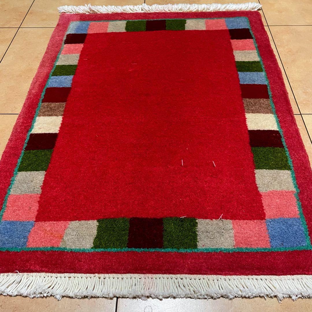 ギャッベ 玄関マット 本物 手織りロリバフペルシャギャベ ラグ サイズ56×69