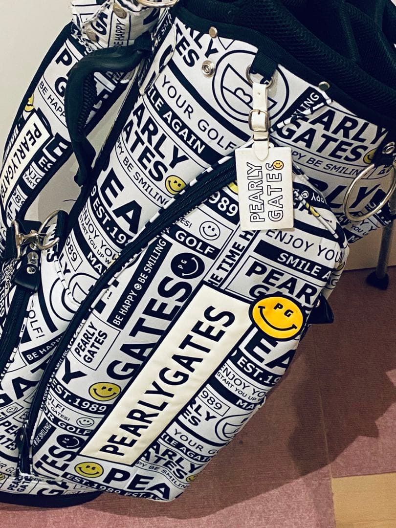 美品 限定品 パーリーゲイツ ニュースペーパー柄 スタンドキャディバッグ