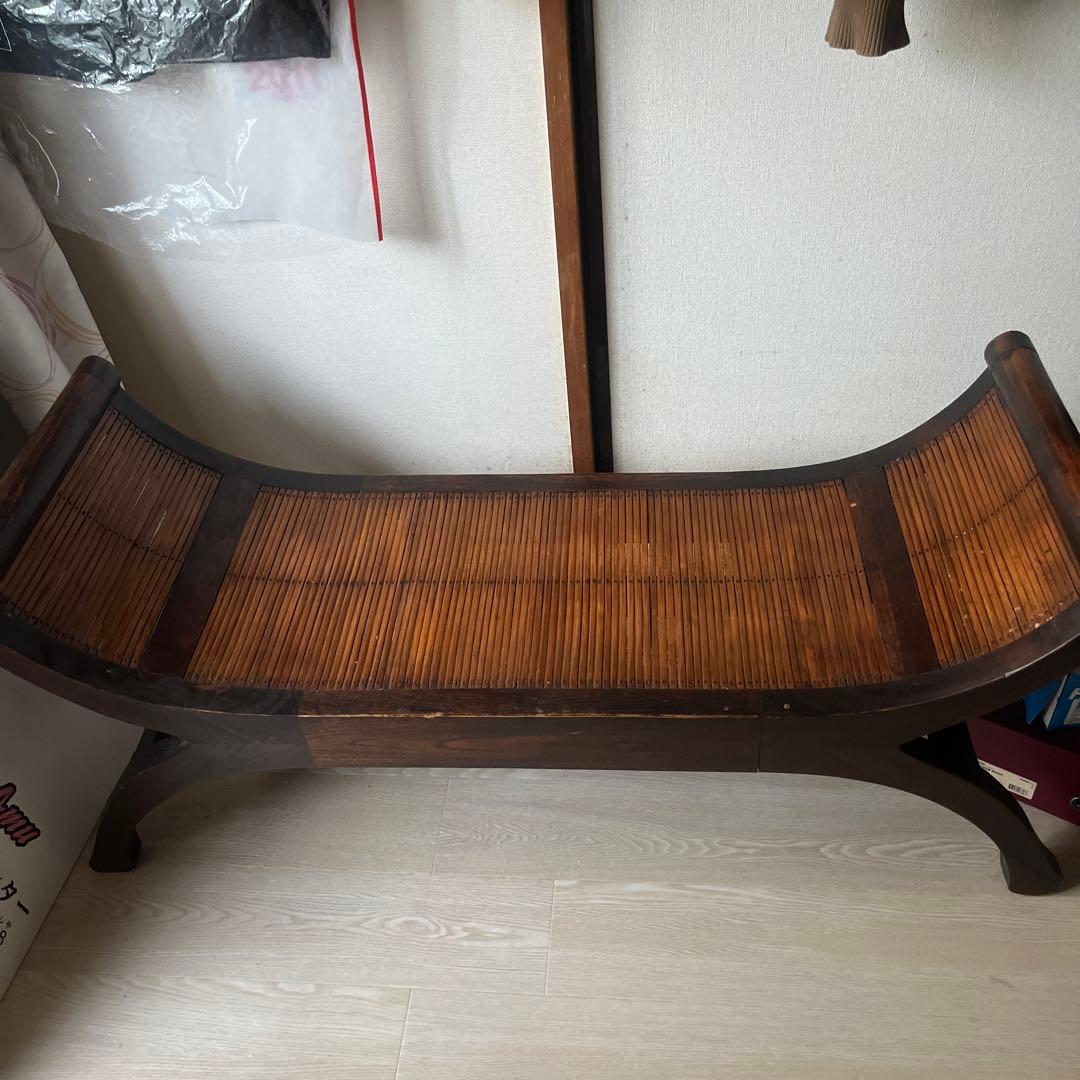 アジアンスタイル 竹製曲線ベンチ