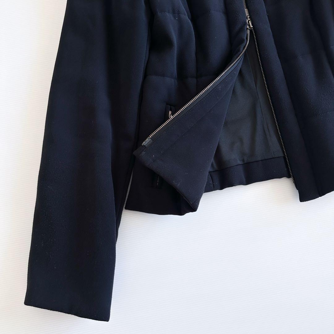 フォクシーニューヨーク / 中綿 ノーカラー ジャケット ダークネイビー 40