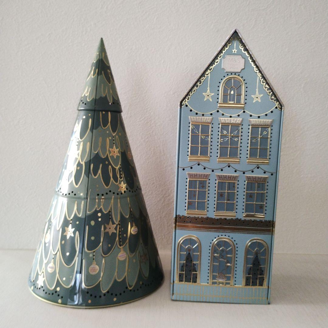 M&S マークス＆スペンサー　クリスマス　缶　空き缶　ライトアップ