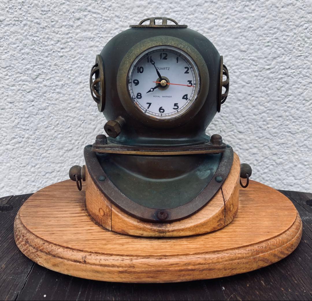 潜水ヘルメット　銅製オブジェ アンティーク インテリア　置き時計