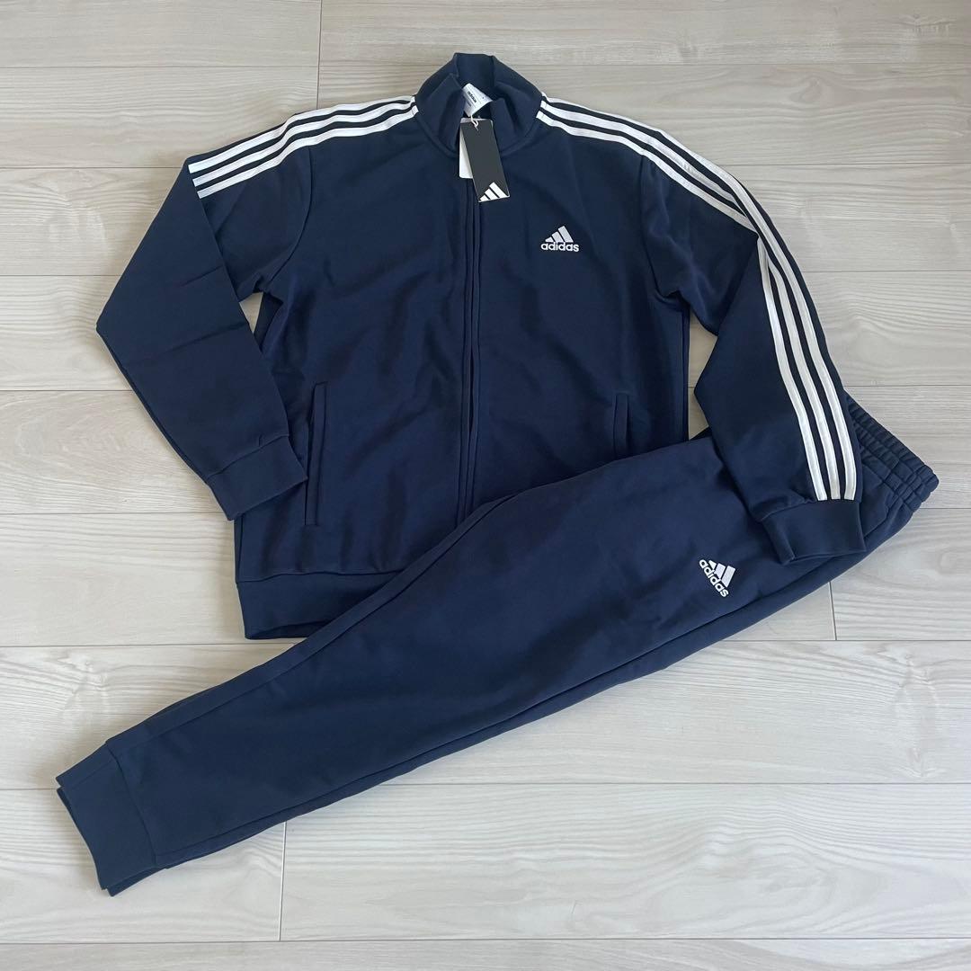 adidas アディダス ジャージ 上下 セットアップ 紺白 人気 XL+M2点