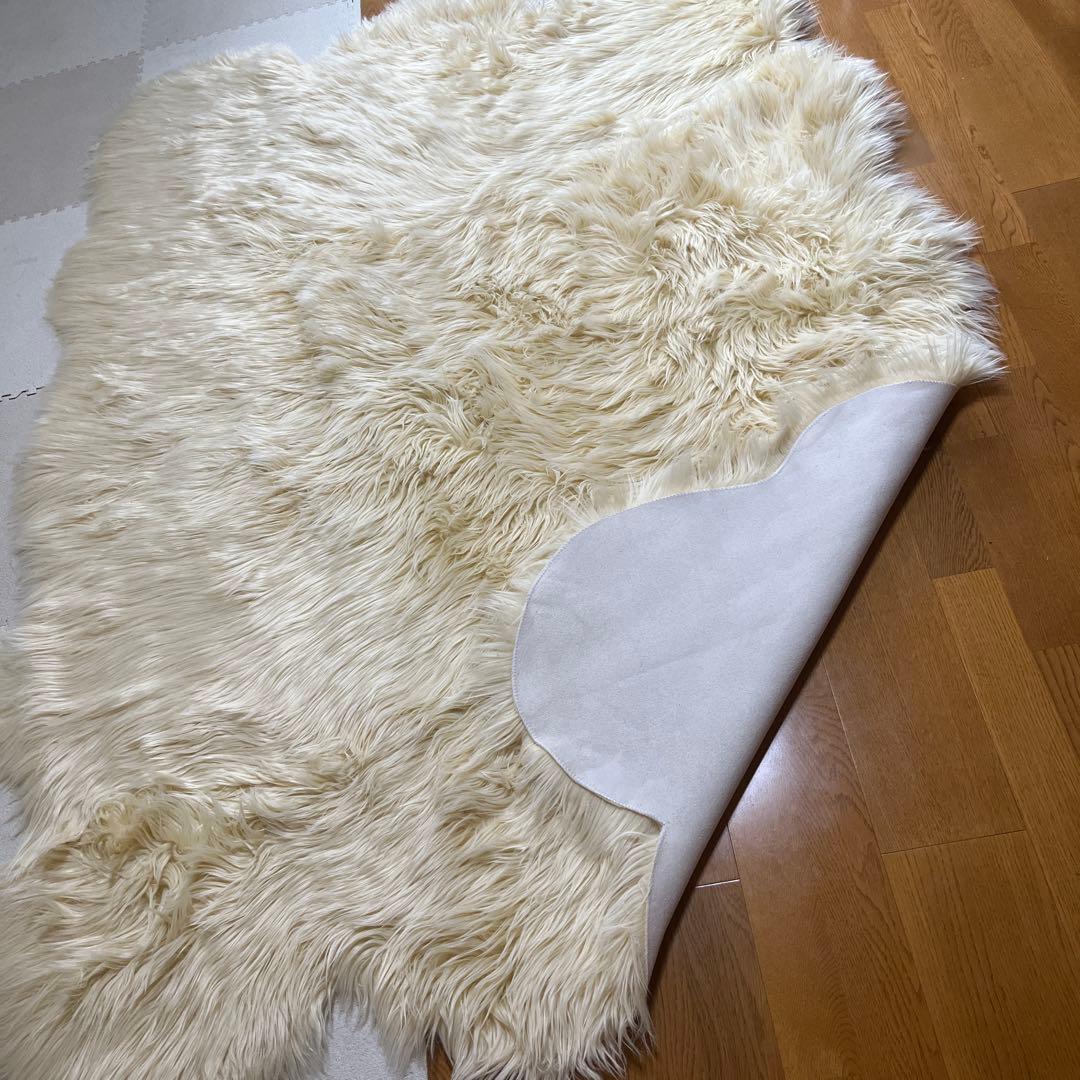 大判 ムートン ラグマット クリーム