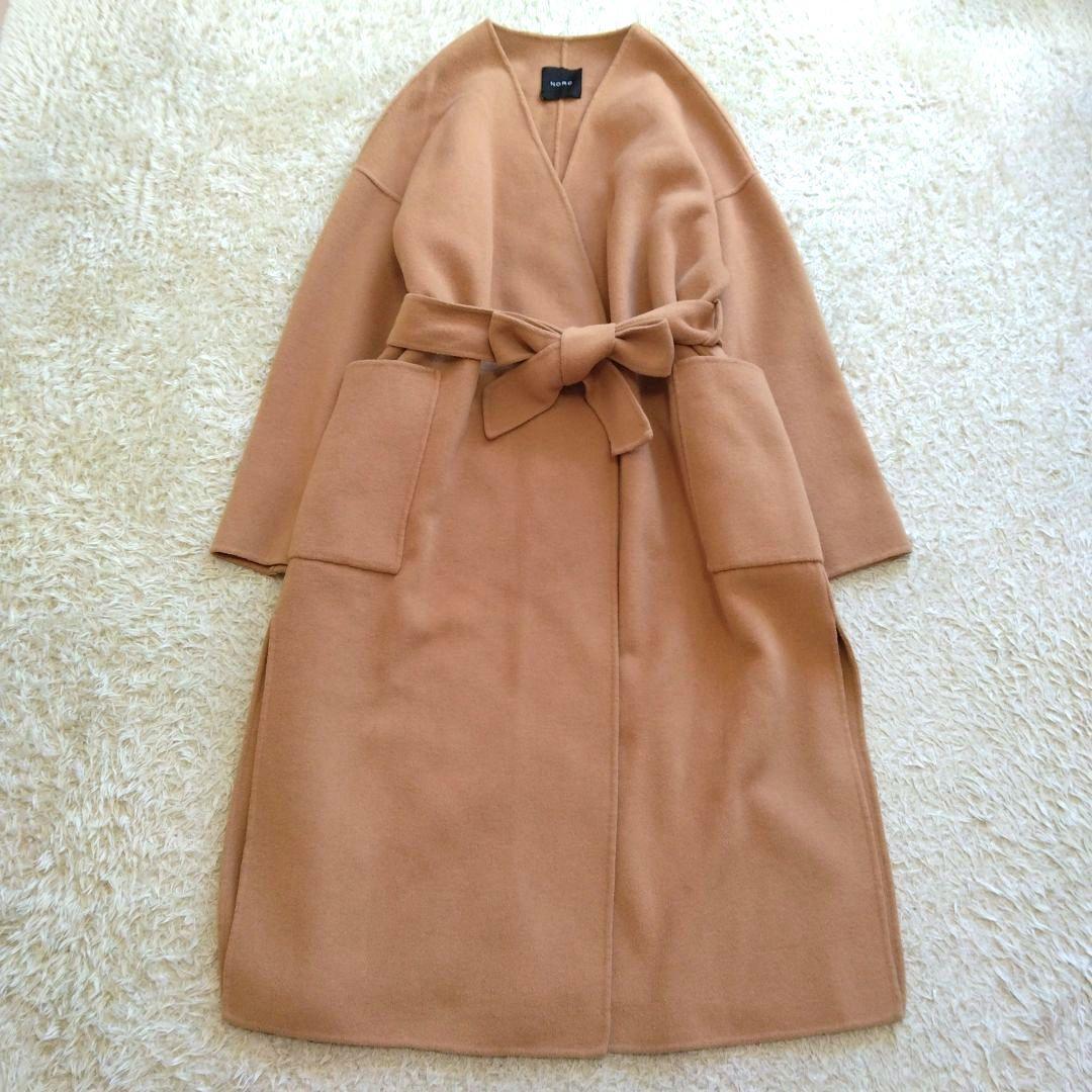 NORC ウールメルトン ノーカラーリバーコート マキシ丈 ダブルフェイス
