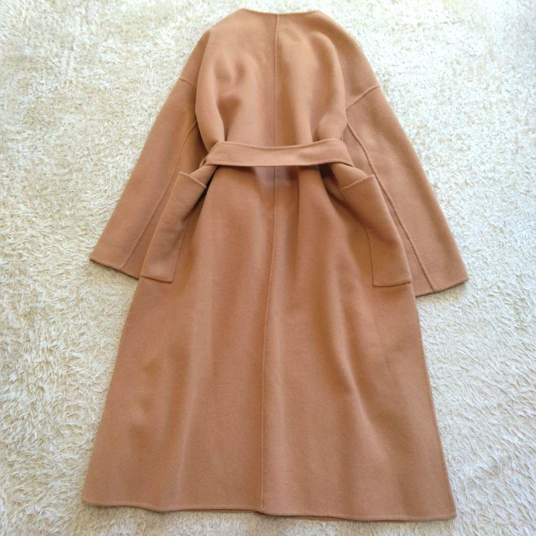 NORC ウールメルトン ノーカラーリバーコート マキシ丈 ダブルフェイス