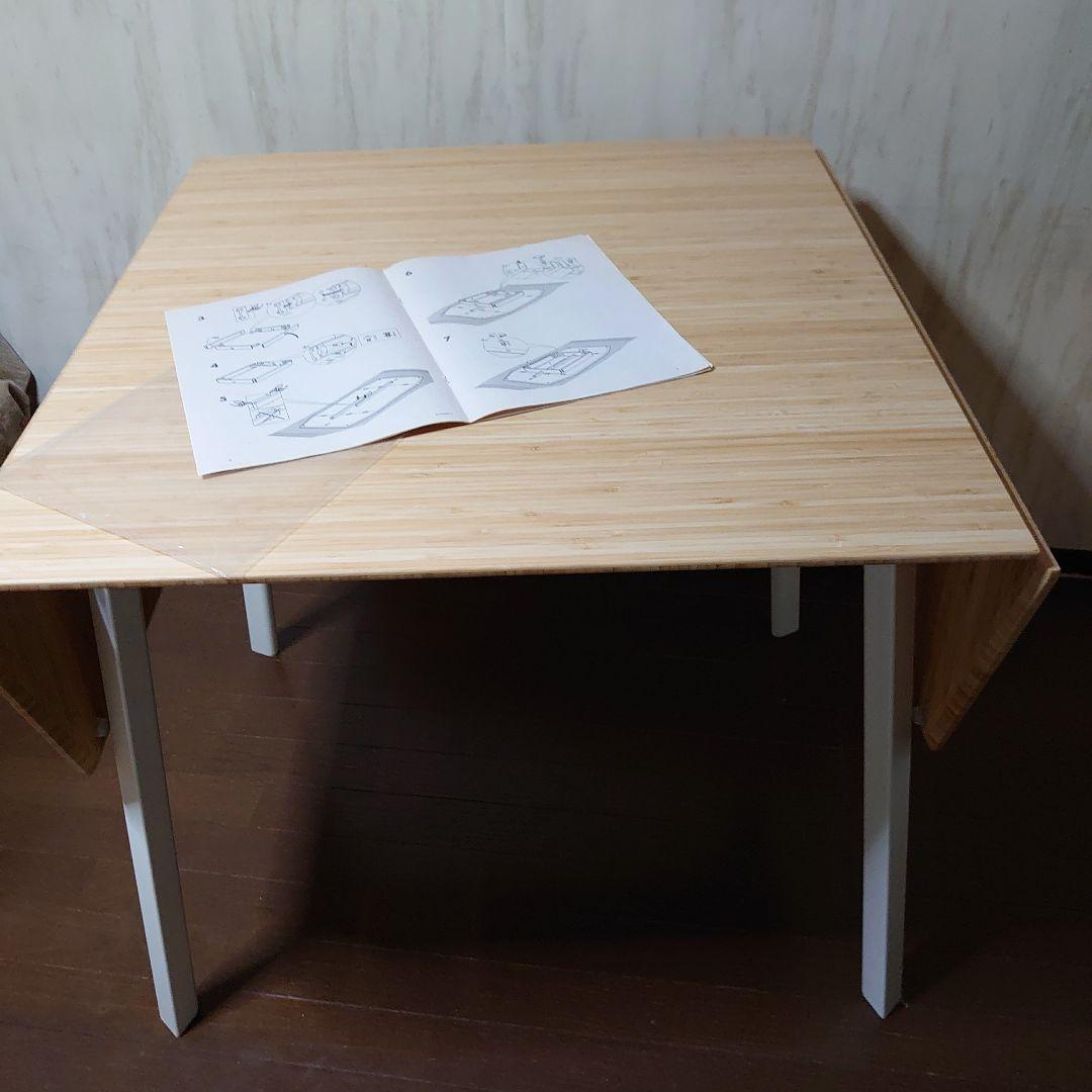 IKEA 折りたたみテーブル ナチュラル/ホワイト 竹