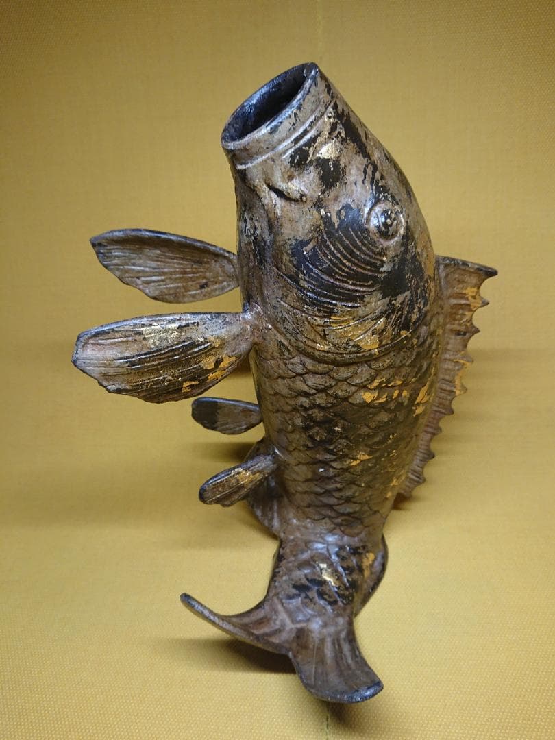 魚　鯉　花器　金属　オブジェ　置物　インテリア　工芸品　美術品　A1124