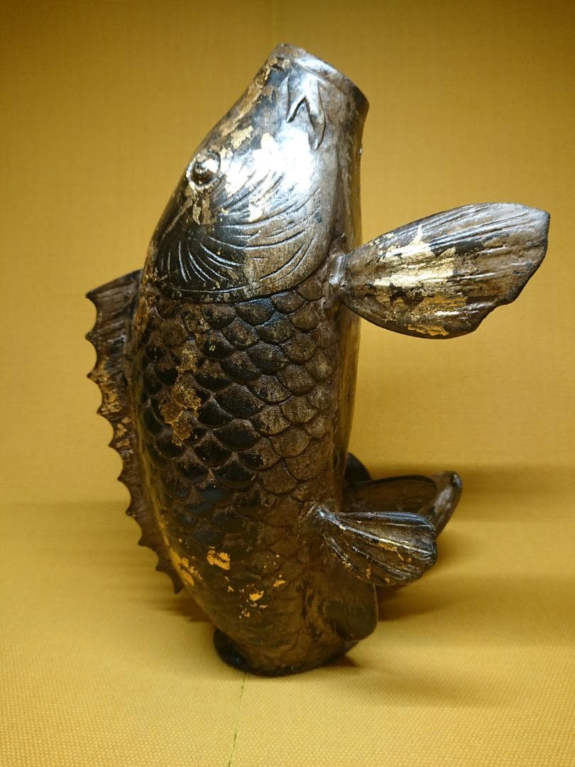 魚　鯉　花器　金属　オブジェ　置物　インテリア　工芸品　美術品　A1124