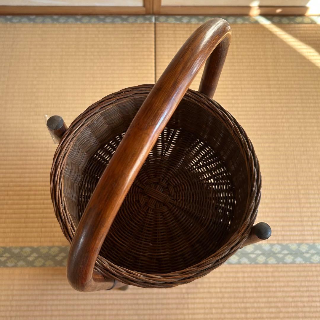 2段バスケット　かご　ラック　籐　木製