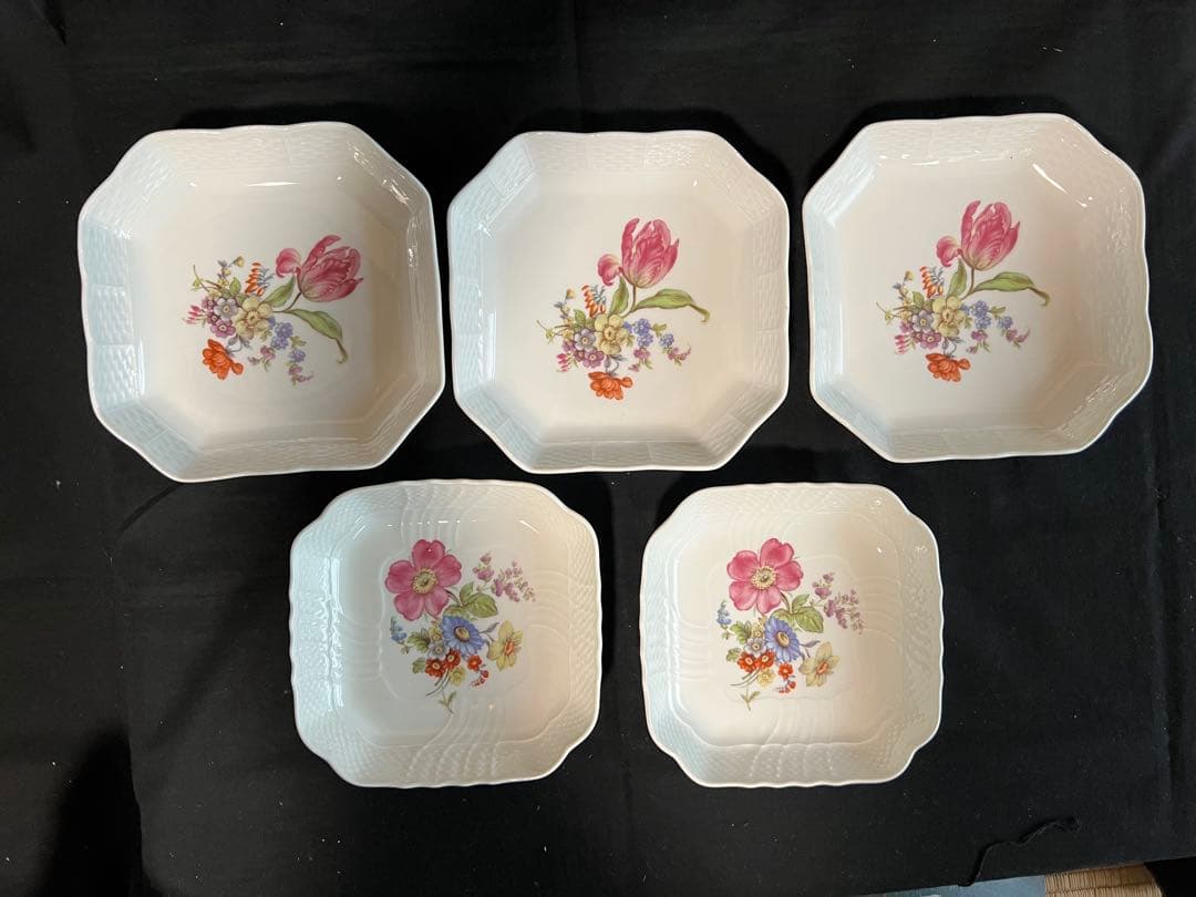 リチャードジノリ　サックスフラワー　ディッシュスクエア　２種５枚