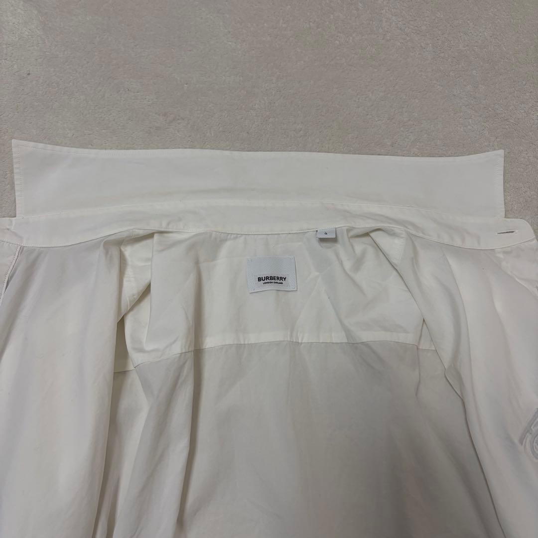 【現行美品】バーバリー 長袖シャツ 白 ドレスシャツ TBロゴ L チェック