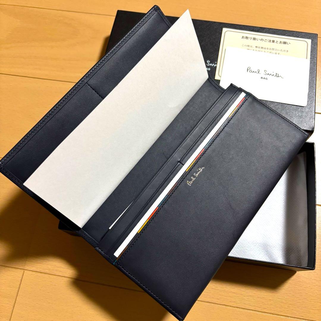 Paul Smith 長財布　ブライトストライプステッチ　新品未使用品　ネイビー