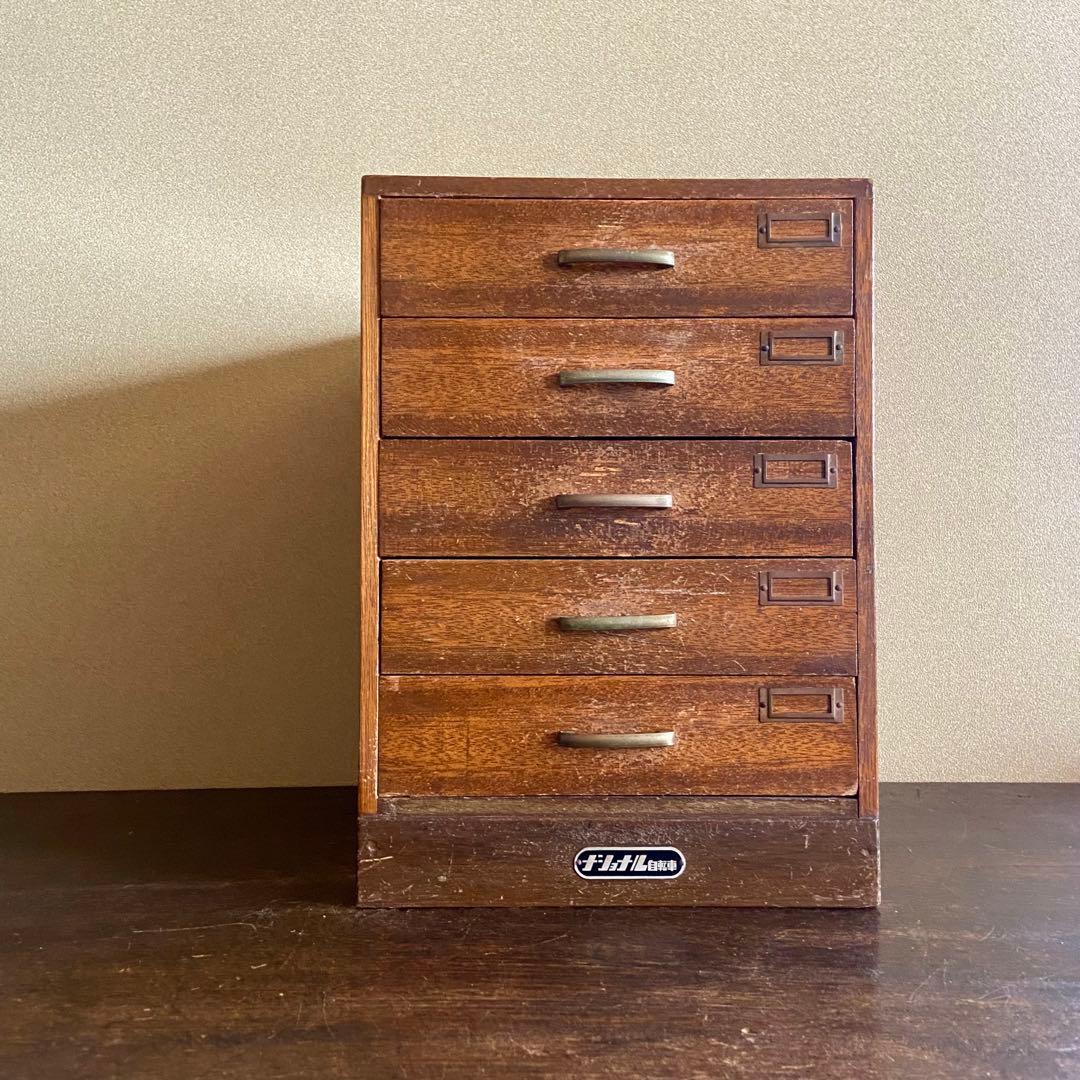 昭和レトロ　古引き出し　ナショナル自転車　ビンテージ家具　非売品　小引出し　希少