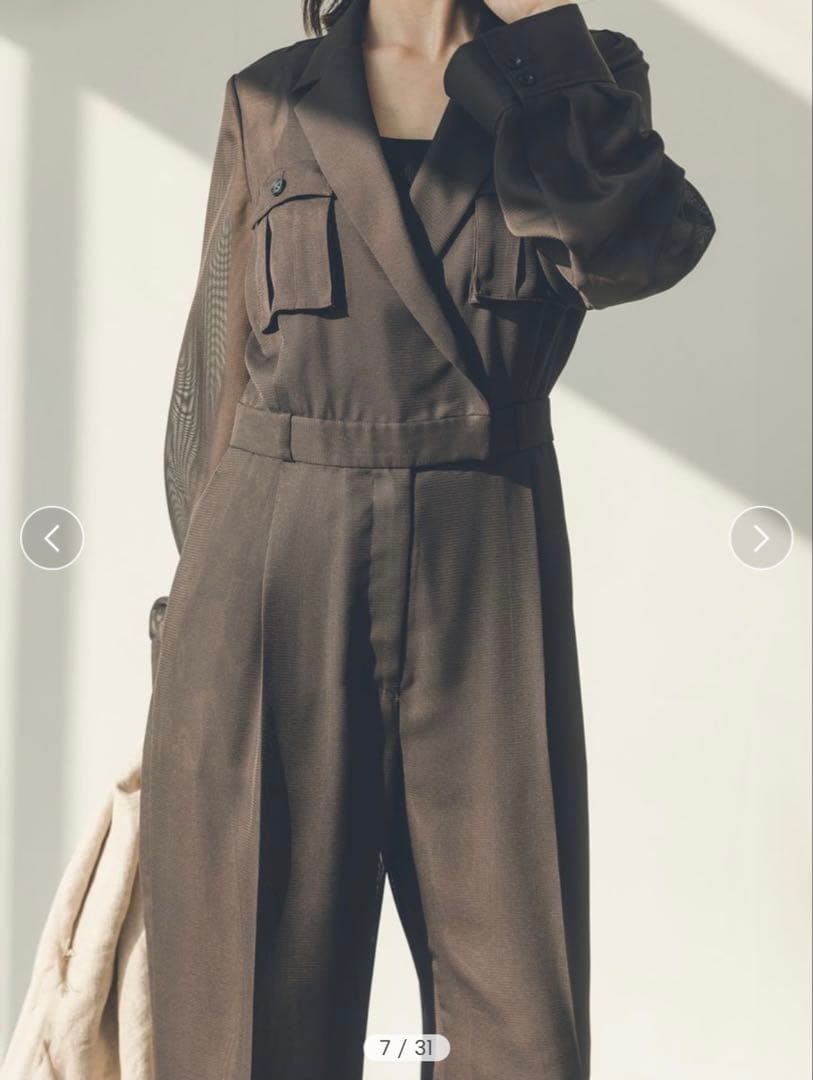 anuans サファリシアーオールインワン 長袖　ブラウン　Sサイズ