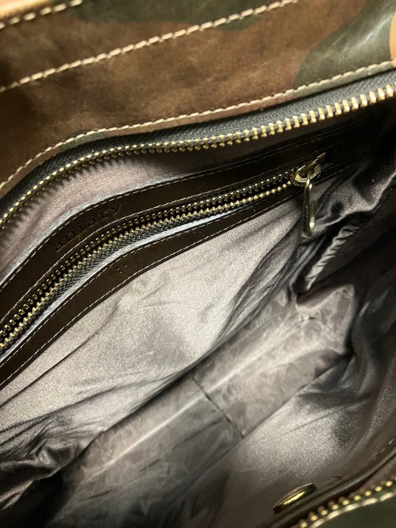 aniary カモフラ柄　迷彩デザイン レザートートバッグ　A4 メンズ