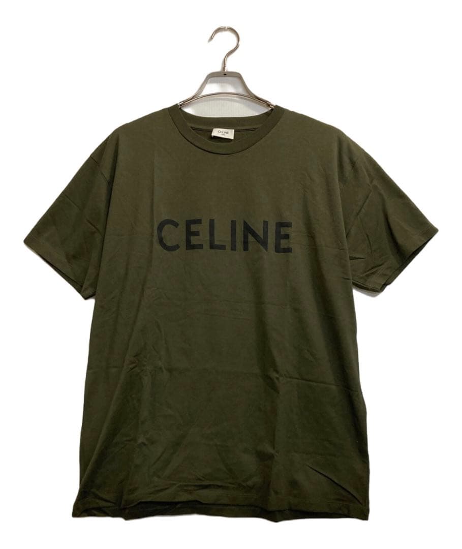 CELINE オリーブ色 ロゴTシャツ