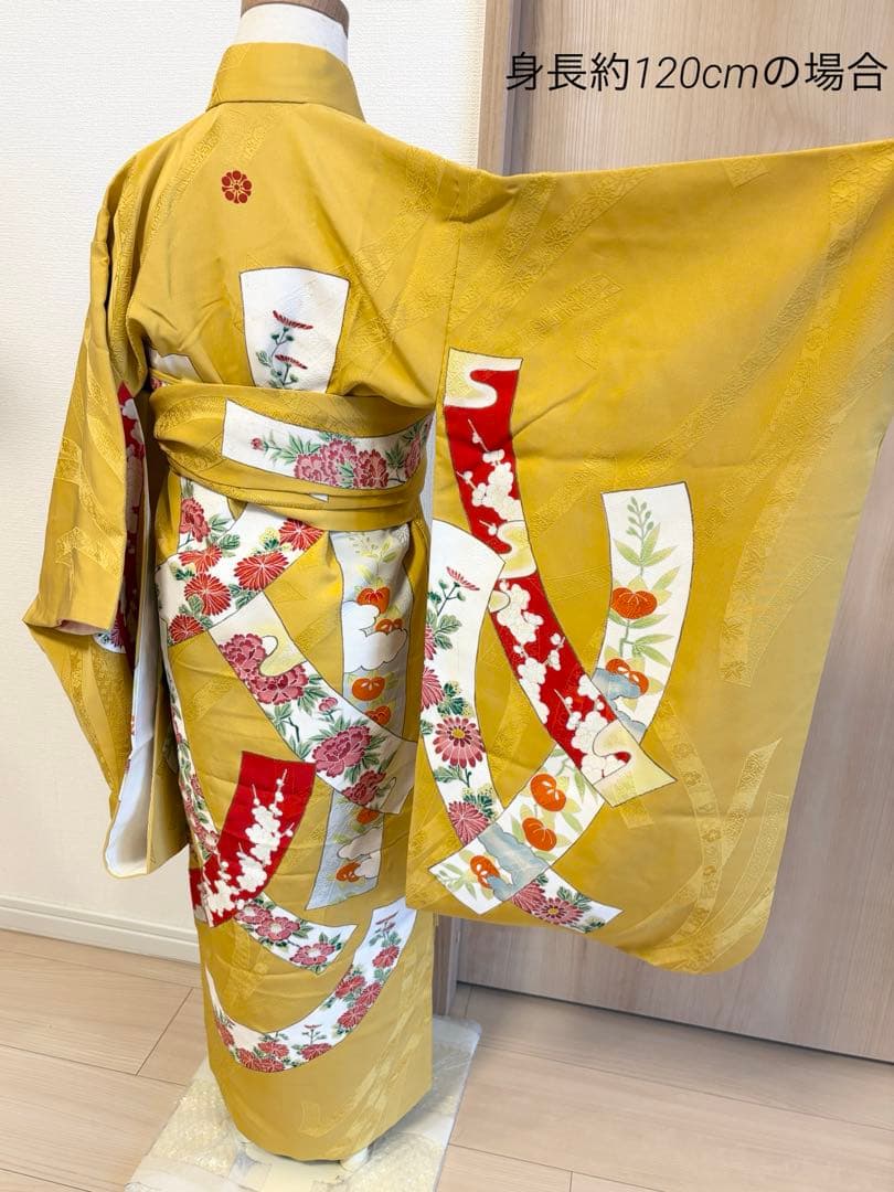 七五三 正絹 子ども着物 3才 5才 山吹色 熨斗 sM2511114