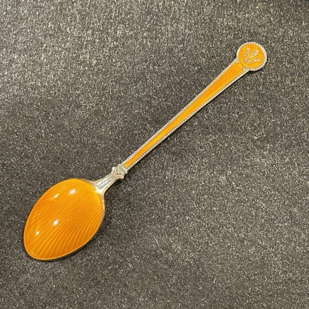 デヴィット アンデルセン カトラリー スプーン シルバー 純銀 オレンジ 七宝焼