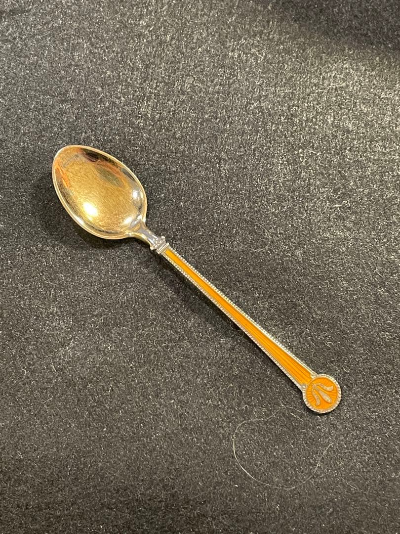 デヴィット アンデルセン カトラリー スプーン シルバー 純銀 オレンジ 七宝焼