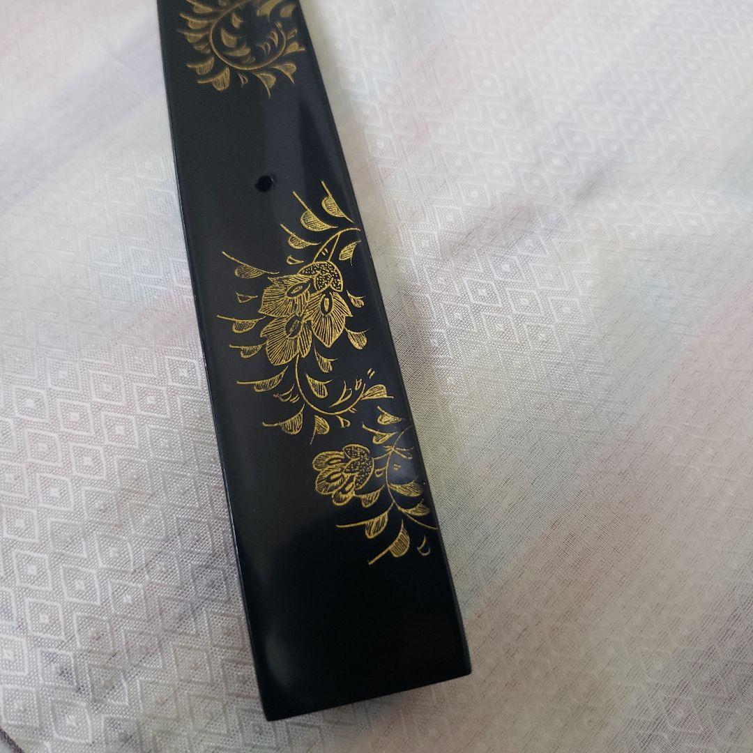 Ｂフライデー　蔵出し特価　漆器 沈金　笏　花柄装飾品