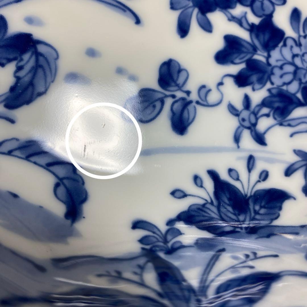 前畑陶器　染付け　グラタン皿　5枚　八角　花鳥　手付き　ボウル　皿　鉢　和柄