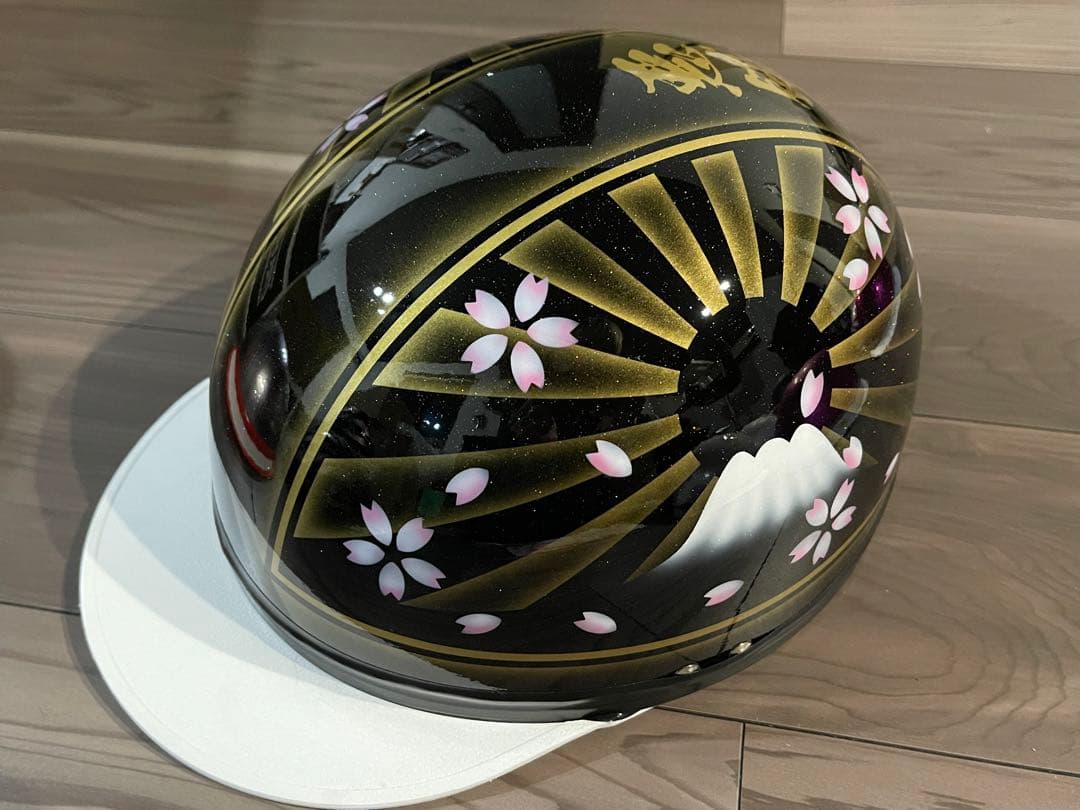 三つボタン 富士日章 コルク半 ヘルメット 旧車會 暴走族 三段シート 旭風防