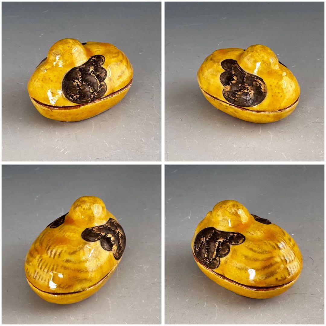 茶道具　黄鴨　香合　四代　眞清水蔵六　共箱　形物香合　陶芸　京焼　茶会　炭点前