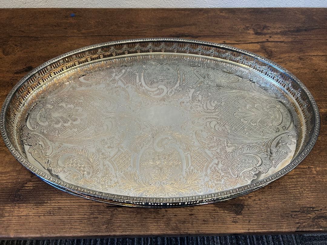 英国 アンティーク HASELER &RESTALL シルバープレートトレイ