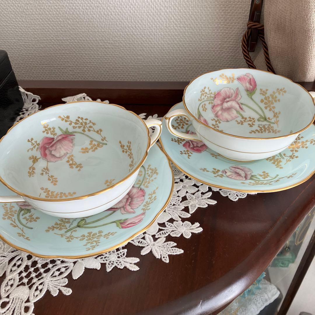 英国アンティーク　コールポートブイヨンカップ2客組