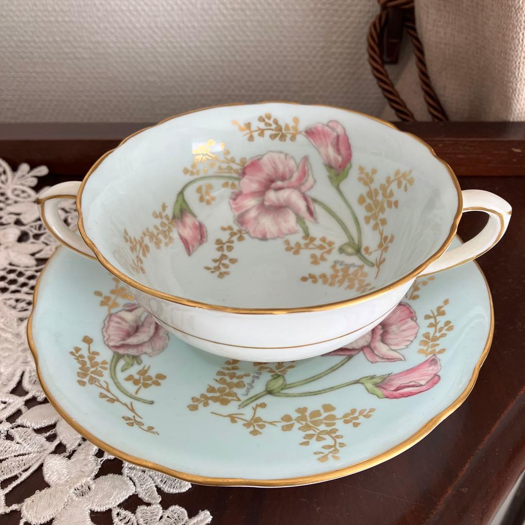 英国アンティーク　コールポートブイヨンカップ2客組