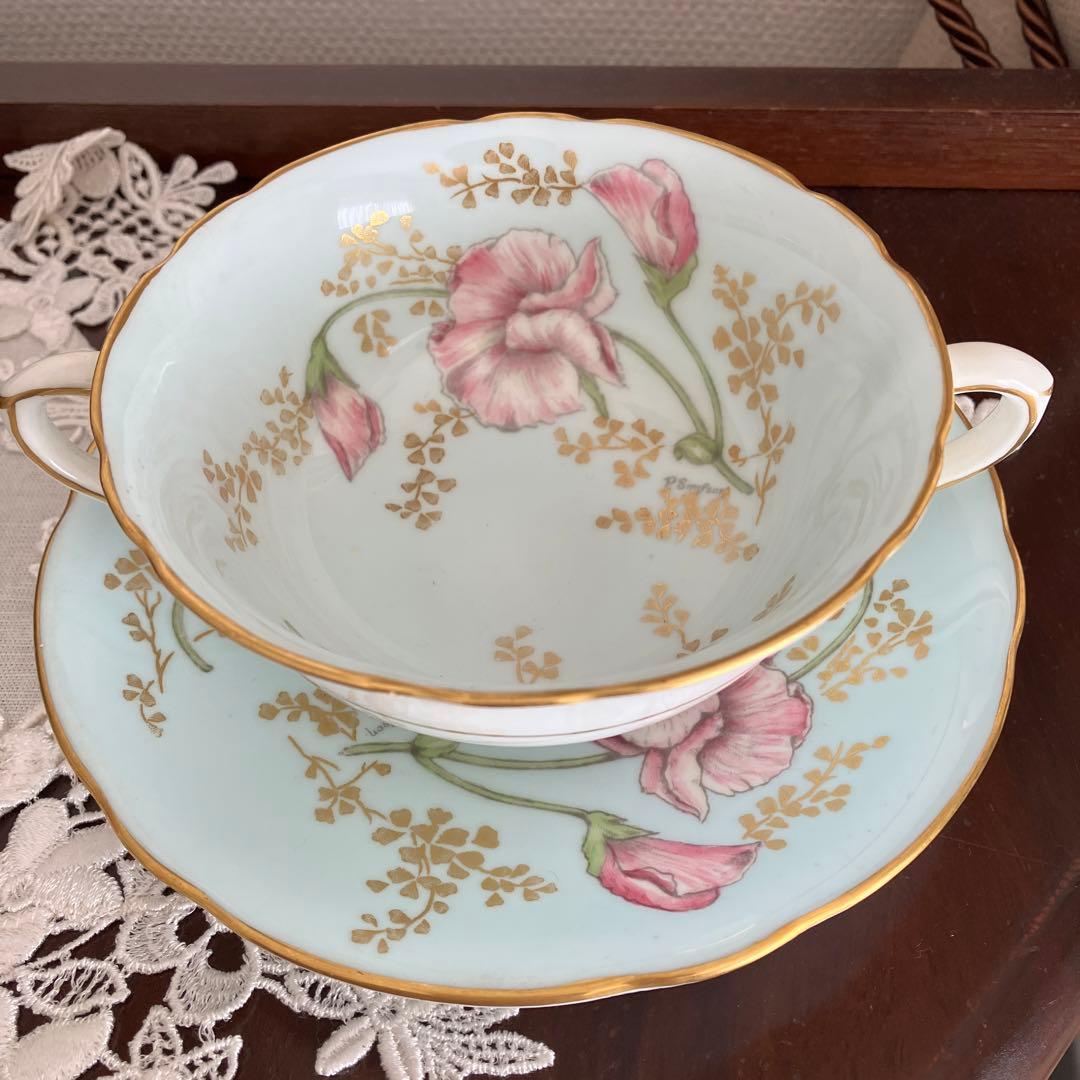 英国アンティーク　コールポートブイヨンカップ2客組