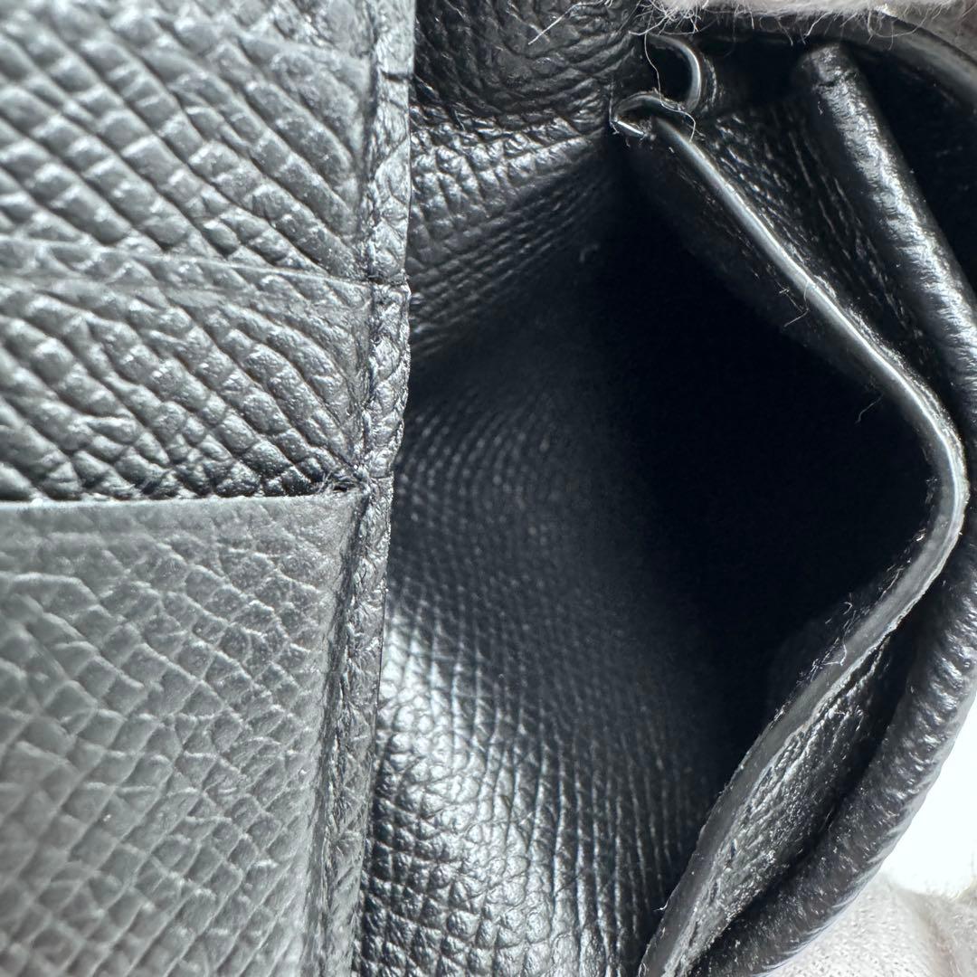 【美品】BALENCIAGA ロゴ 二つ折り財布 594315 ブラック レザー