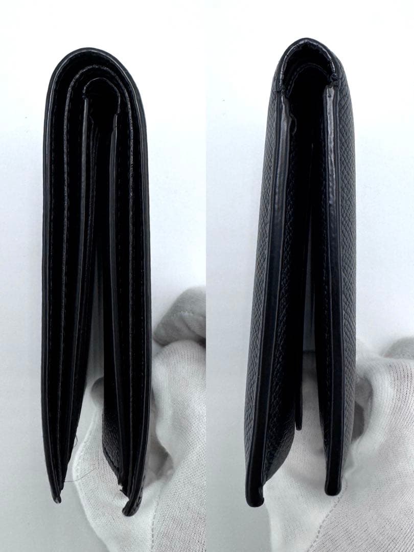 【美品】BALENCIAGA ロゴ 二つ折り財布 594315 ブラック レザー