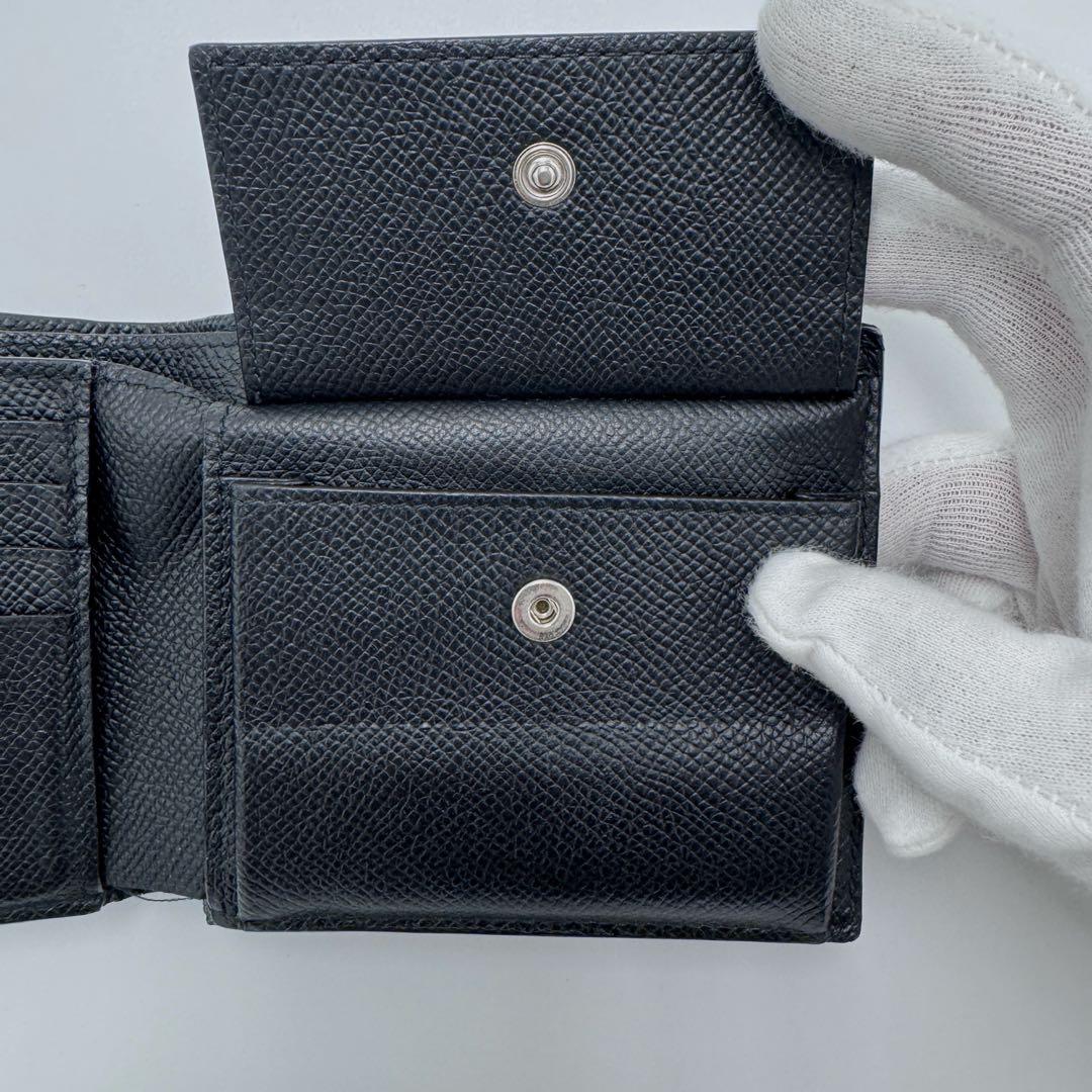 【美品】BALENCIAGA ロゴ 二つ折り財布 594315 ブラック レザー