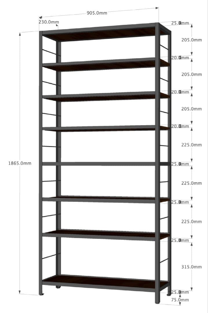 ウォルナットのアイアンシェルフ