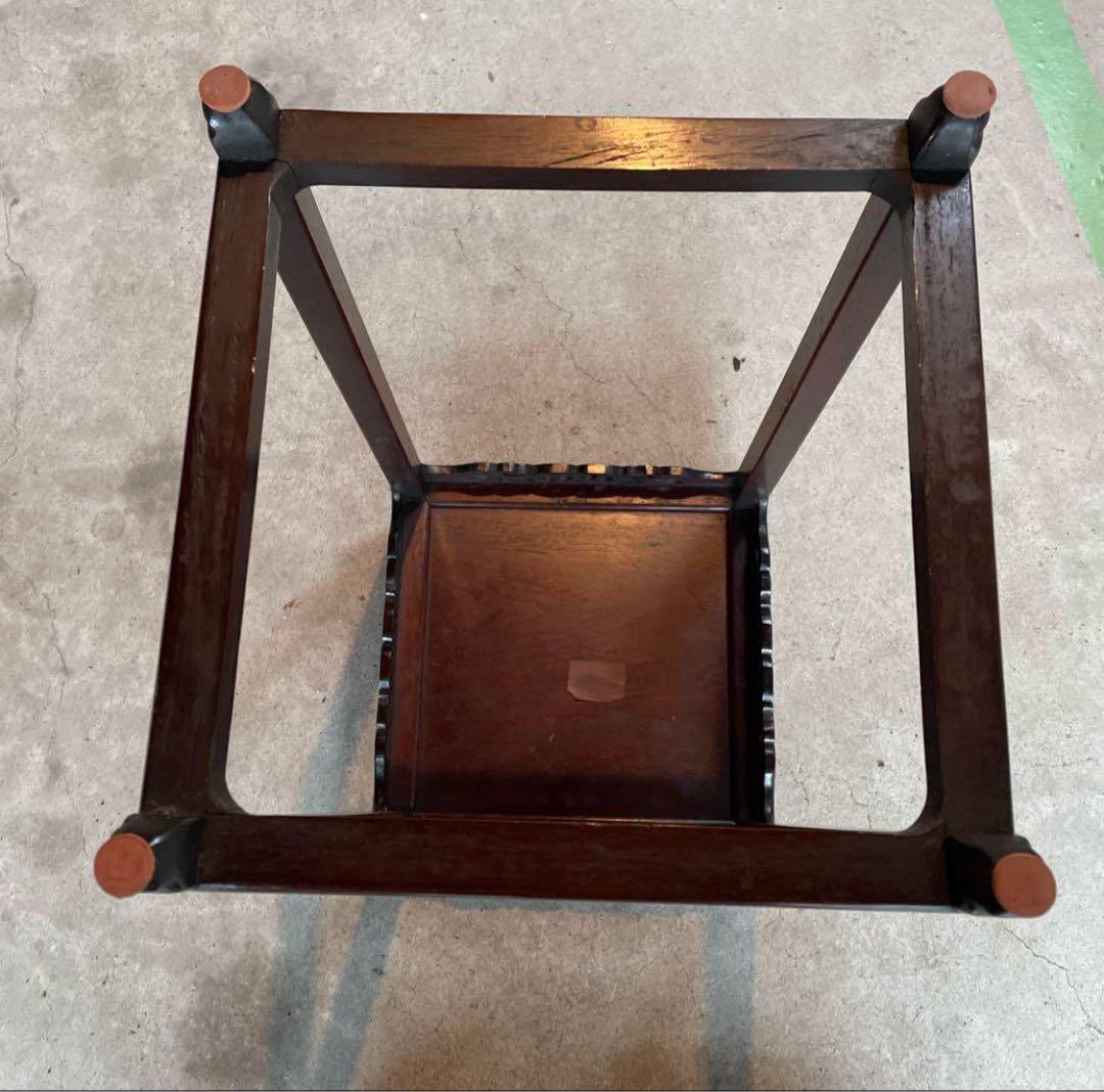 【紫檀花台】木製の木製彫刻入りデザインのサイドテーブル