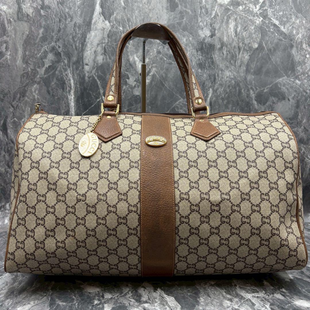 ✨美品✨GUCCI GG ボストンバッグ ブラウン ベージュ レザー 金具 ロゴ