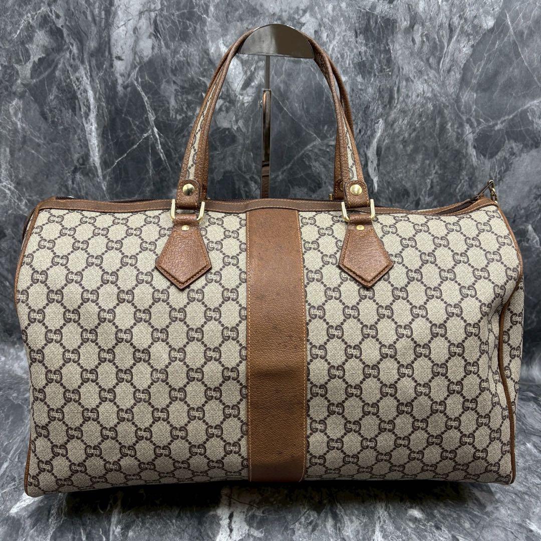 ✨美品✨GUCCI GG ボストンバッグ ブラウン ベージュ レザー 金具 ロゴ