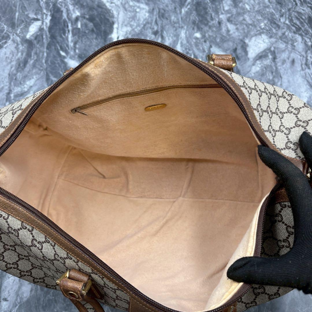 ✨美品✨GUCCI GG ボストンバッグ ブラウン ベージュ レザー 金具 ロゴ