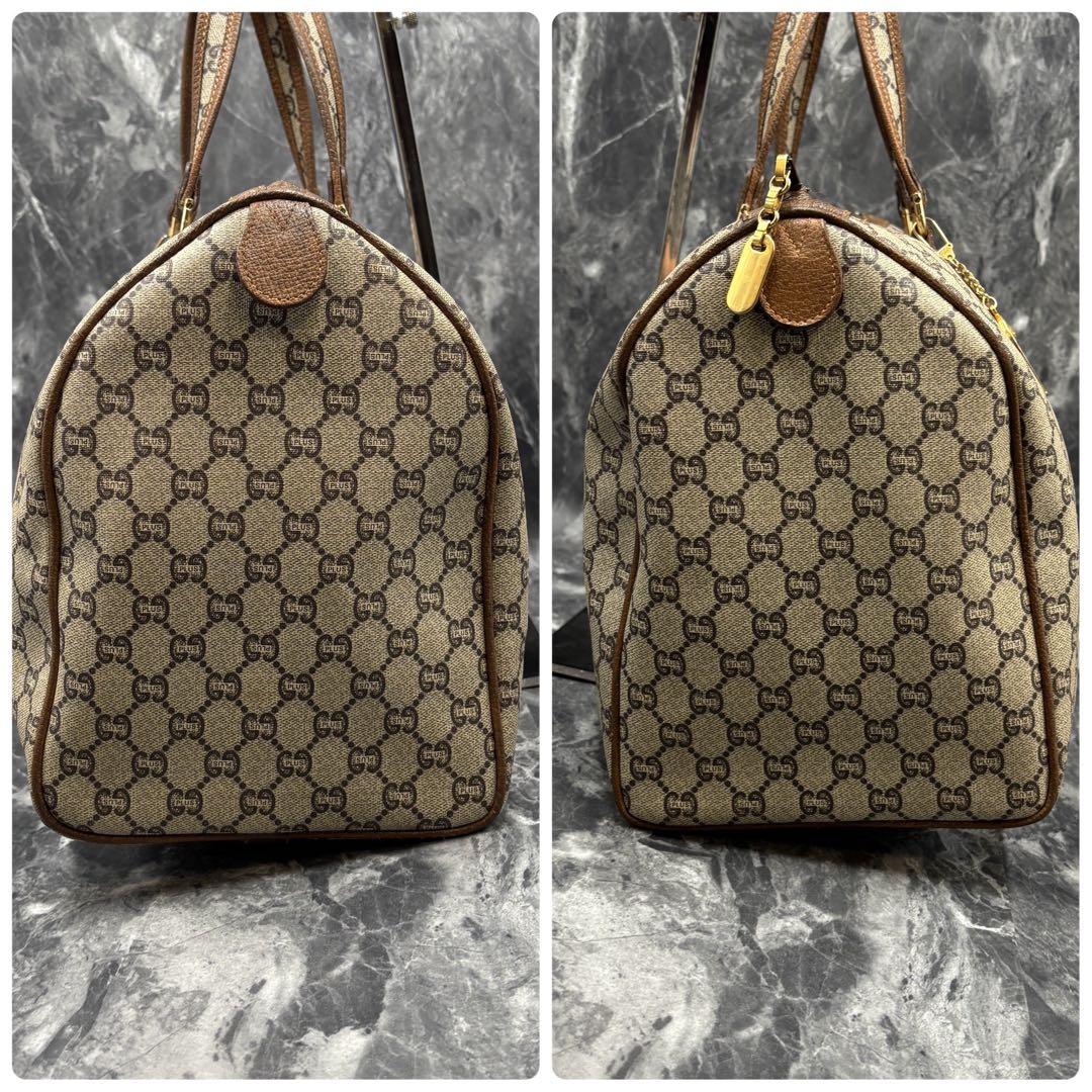 ✨美品✨GUCCI GG ボストンバッグ ブラウン ベージュ レザー 金具 ロゴ