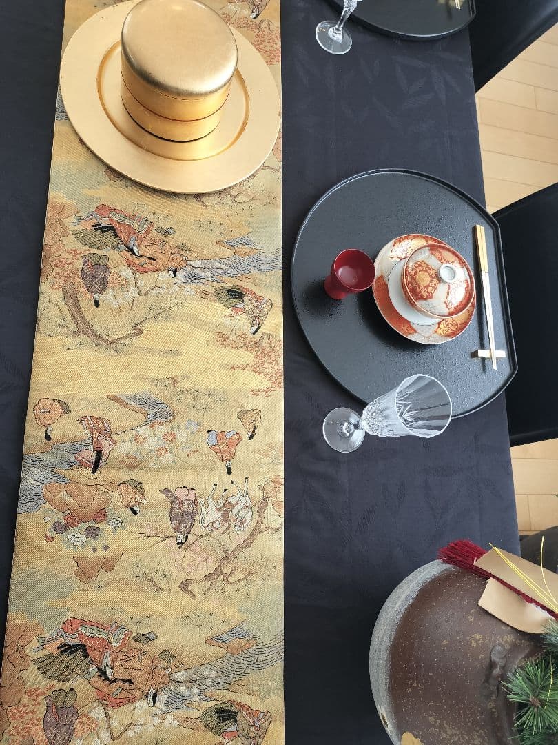 A876★逸品‼️全通帯‼️豪華刺繍‼️テーブルランナー2m12cm